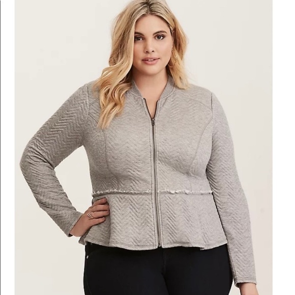 QUILTED KNIT ZIP UP PEPLUM JACKET Size 6 NWT - Picture 1 of 14